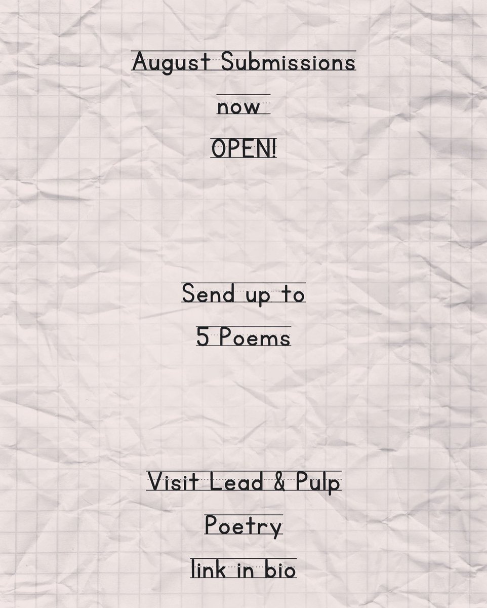 LeadandPulp's tweet photo. Send them over! #poetry #poems #poem #poetsofTwitter #poets #poetrysubmissions #poetrycommunity https://t.co/NV5W7Sfi1x