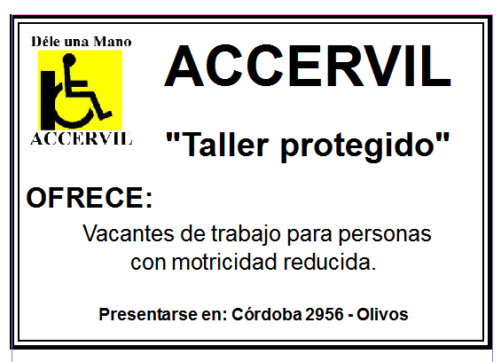 AccervilOng's tweet photo. #discapacidad #discapacidadmotriz #tallerprotegido #trabajo 
Interesados comunicarse a:
Cordoba 2956 - Olivos - 4790-2481 / 4711-9965 https://t.co/scn5qTHK5V