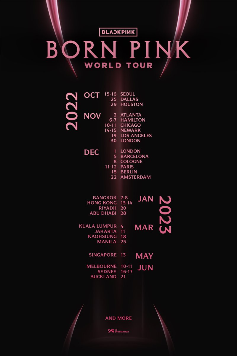 #BLACKPINK WORLD TOUR [BORN PINK] SCHEDULE ANNOUNCEMENT Official world tour website ▶️blackpinkofficial.com/worldtourbornp… #BLACKPINK #블랙핑크 #WORLDTOUR #BORNPINK #SCHEDULE #ANNOUNCEMENT #YG