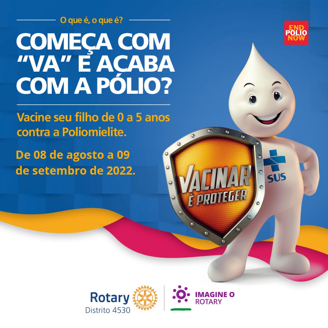 Distrito4530's tweet image. Inicia-se hoje, em todo o Brasil, a Campanha de Multivacinação. Vacine seus filhos. Vacinas salvam vidas!

#PessoasEmAção4530 #VacinasSalvamVidas #ImagineORotary