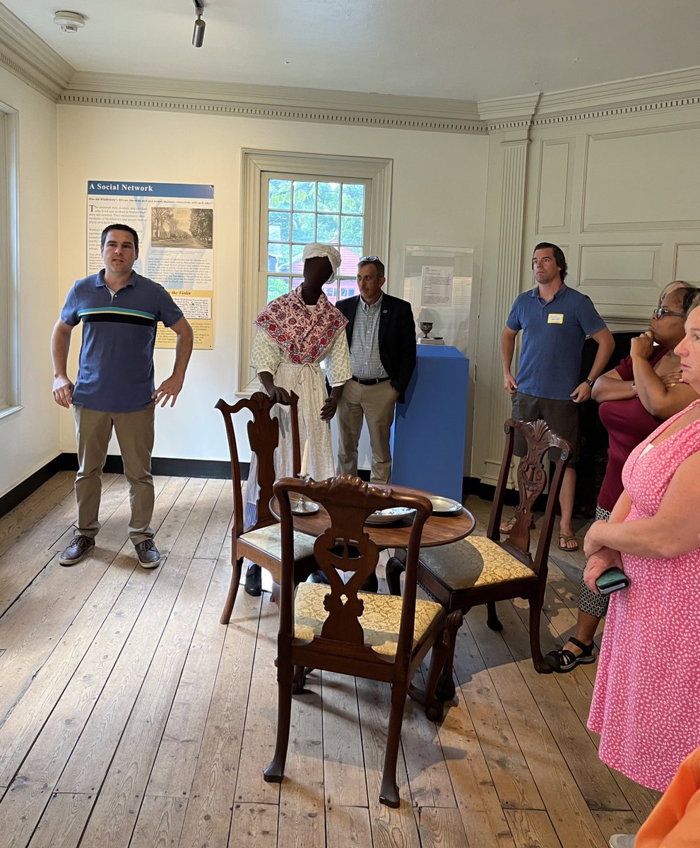 DrGrayMorales's tweet photo. Joe Zemla, Associate Curator, leads the #EVCinstitute fellows on a guided tour of the exhibit “Beneath the Floorboards: Whispers of the Enslaved at Marlpit Hall.” @DrJCFitzgerald1 @rveit1776 @MUschoolofEduca @DrGeorge_MU @moescnj @MCHA1898 @monmouthu @DrHettie2017 https://t.co/p33Zl40y1t