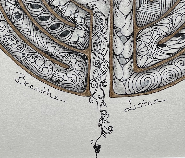 ValleycastMA's tweet photo. Beyond Zentangle exhibit artist Julie Tamanaco created this gorgeous piece, "Breathe, Listen" on a Zentangle Opus tile using Micron pens and a gold marker.
Thank you for sharing your beautiful work with us Julie!
#discoverma #zentangle #zentangleart @openskycs https://t.co/bXrWPa2Q1f