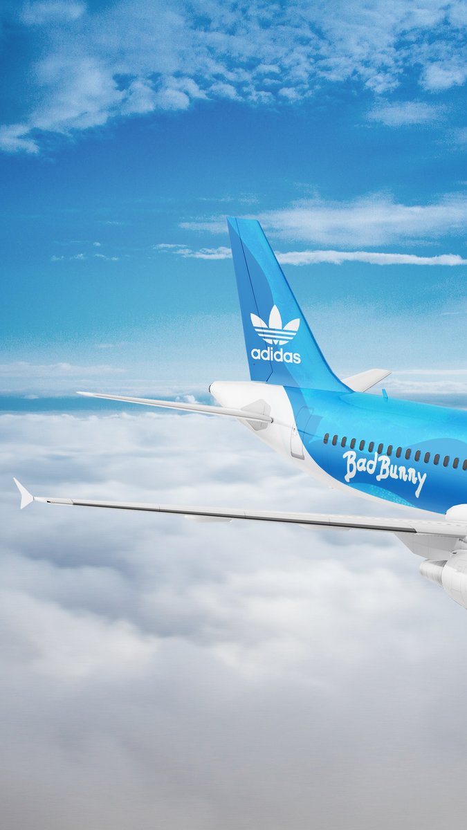 adidasoriginals's tweet photo. Adventuring through the blue sky, stay tuned to see what’s coming... ✈️​

#badbunnyxadidas https://t.co/a3gktso9rl