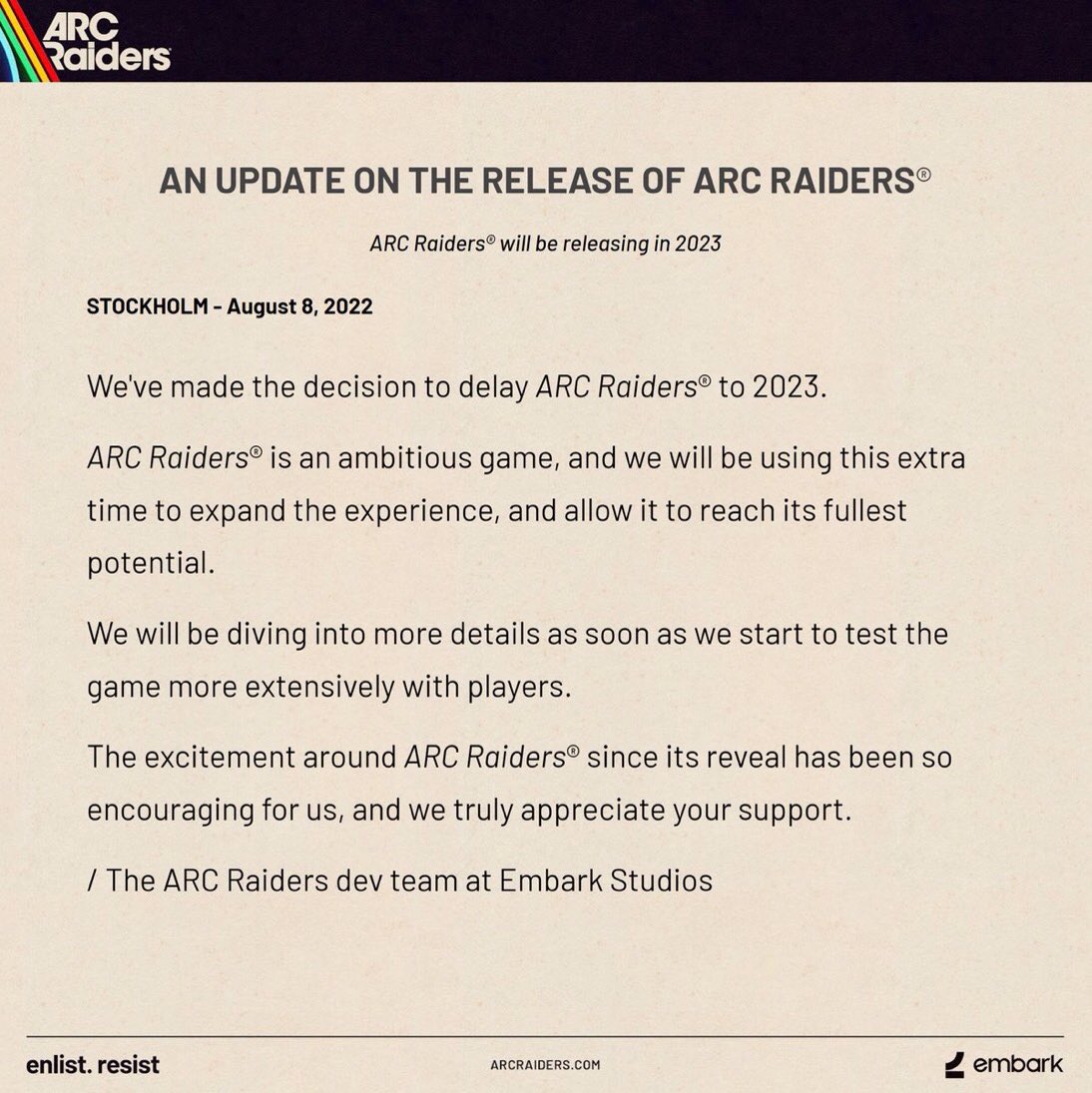 HazzadorGamin's tweet photo. Arc Raiders Delayed 2023 #EmbarkStudio https://t.co/tc0QE2tzUk