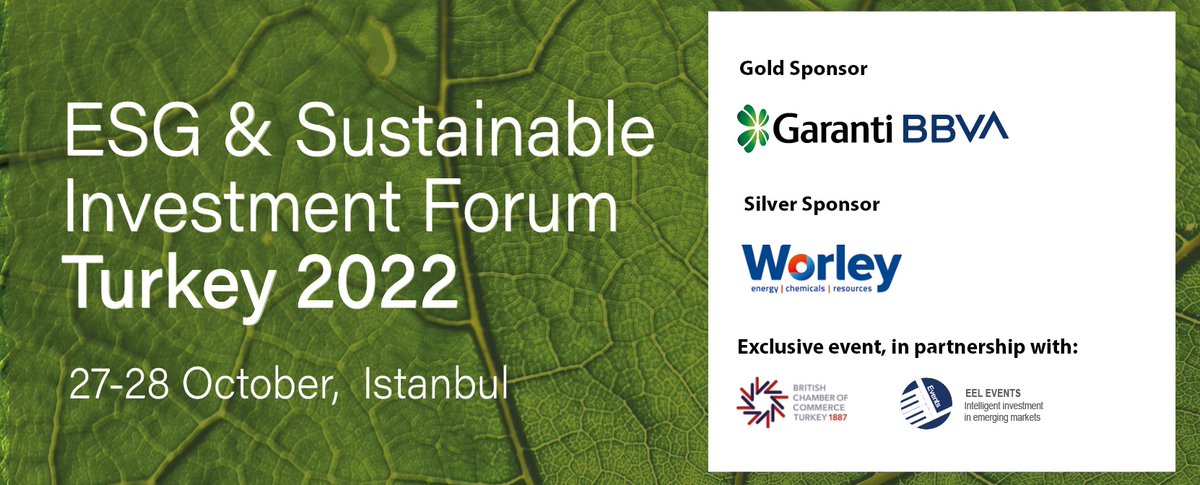Aga_Pawlowska's tweet photo. #TurkeyESGForum is back on 27-28 Oct! In 2022, together with @BCCT, we're thrilled to welcome our key sponsors: @GarantiBBVA and @Worley_ECR both leaders in delivering a more #sustainableworld! Find our more  #ESG &amp; #SustainableInvestment Forum in #Turkey👉https://t.co/Jn9IqCBMK0 https://t.co/RFxVuFovc1