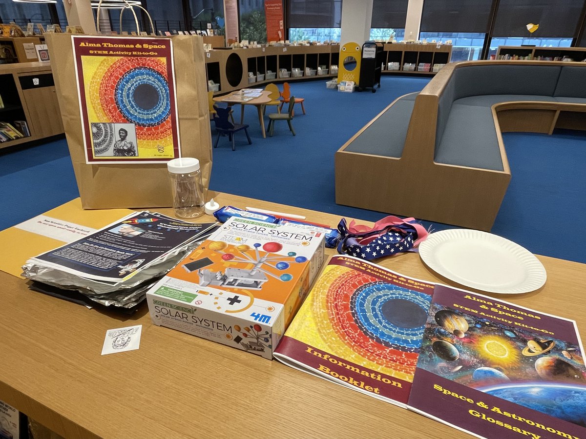 dcpl's tweet photo. Fascinated by space? Love STEM? Stop by the MLK children’s room, located on the second floor, and grab our Alma Thomas &amp; Space STEM Activity Kit-To-Go for ages 5 &amp; up. https://t.co/cmGWW1igjQ