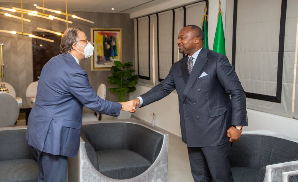 CooperationCG's tweet photo. Le ministre Denis @ChristelSassou Nguesso a reçu successivement en audience, ce 08 août, les ambassadeurs Luigi Diodati (#Italie) et Usama Pharwal Armanious (#Egypte) afin d'échanger sur le renforcement de la coopération avec leurs pays respectifs. https://t.co/BQiFCAJ4GJ