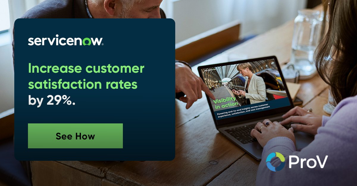 ProVGlobal's tweet photo. To deliver great experiences, you need to harness the power of the whole organization with powerful tools and technologies to surface what matters and respond. See what ServiceNow has to offer: https://t.co/aFmSuzTqXy

#technology #servicenow #organization #customerworkflows #bi https://t.co/kFzEzRTjtr