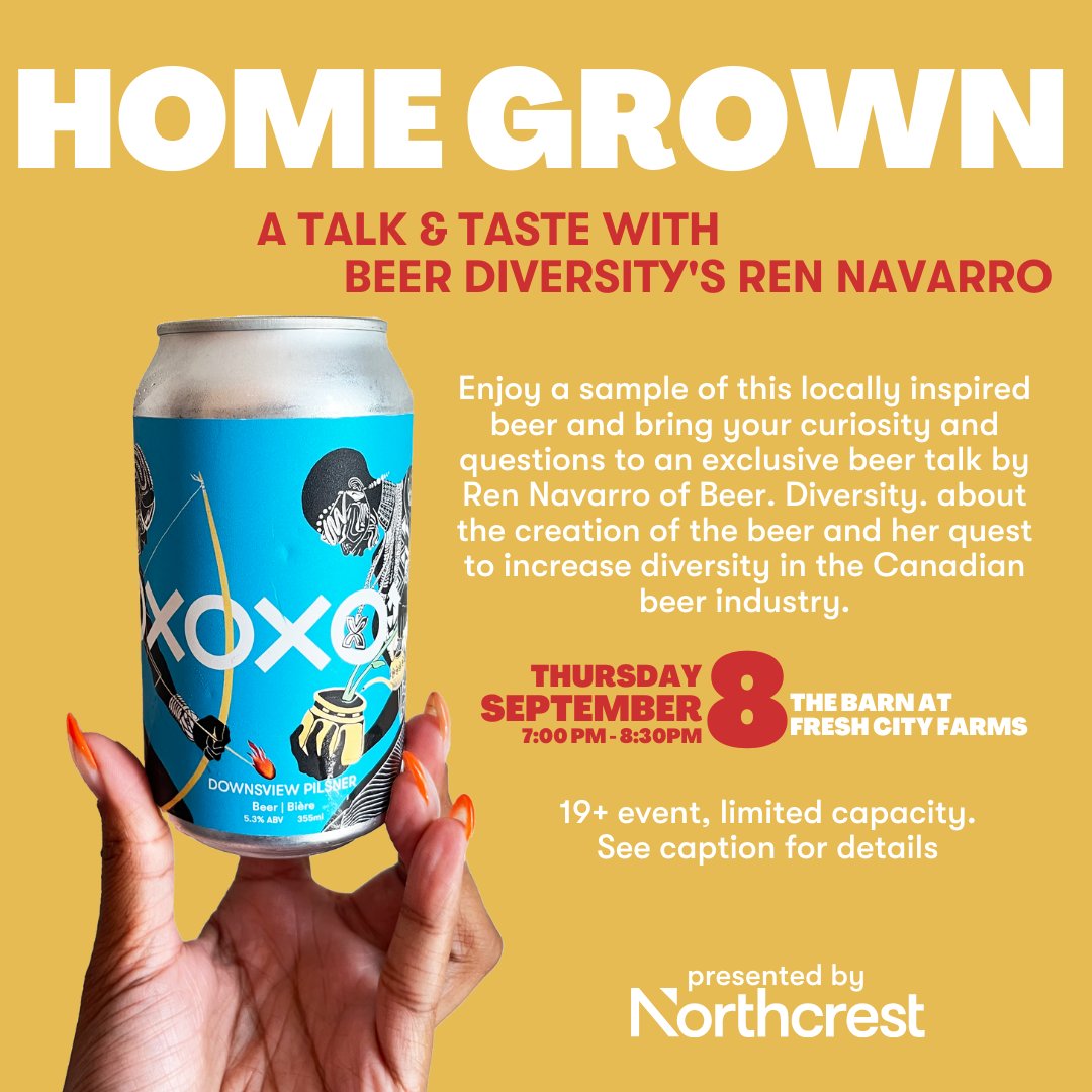 NorthcrestDev's tweet photo. Join us on September 8th for an exclusive talk &amp; taste with @beer_diversity at Fresh City Farms. Sample the limited-run Downsview Pilsner brewed locally by @redtapebrewery 19+ free event, advanced registration required. RSVP here: https://t.co/jnZb6EOzR1 https://t.co/cGX9J8qvd0
