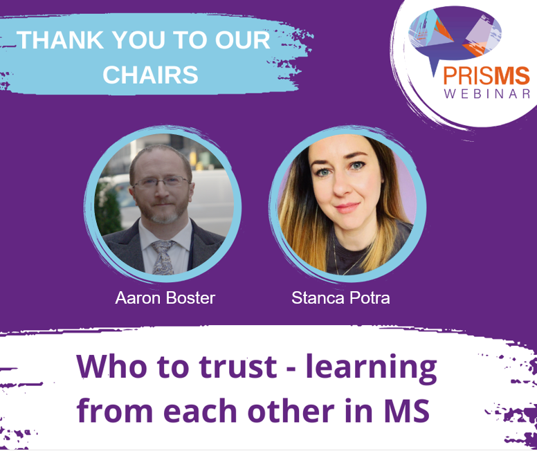 PRISMS_online's tweet photo. Thank you to our chairs @AaronBosterMD and @stanqutza for delivering the recent #PRISMSWebinar!

👁️Make sure you keep your eyes out as on-demand content is coming soon.

#PRISMS #MS #WhoToTrust https://t.co/jOUN9h8sm5
