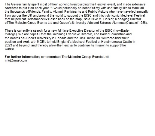 A Sad Day for England's Medieval Festival at Herstmonceux Castle