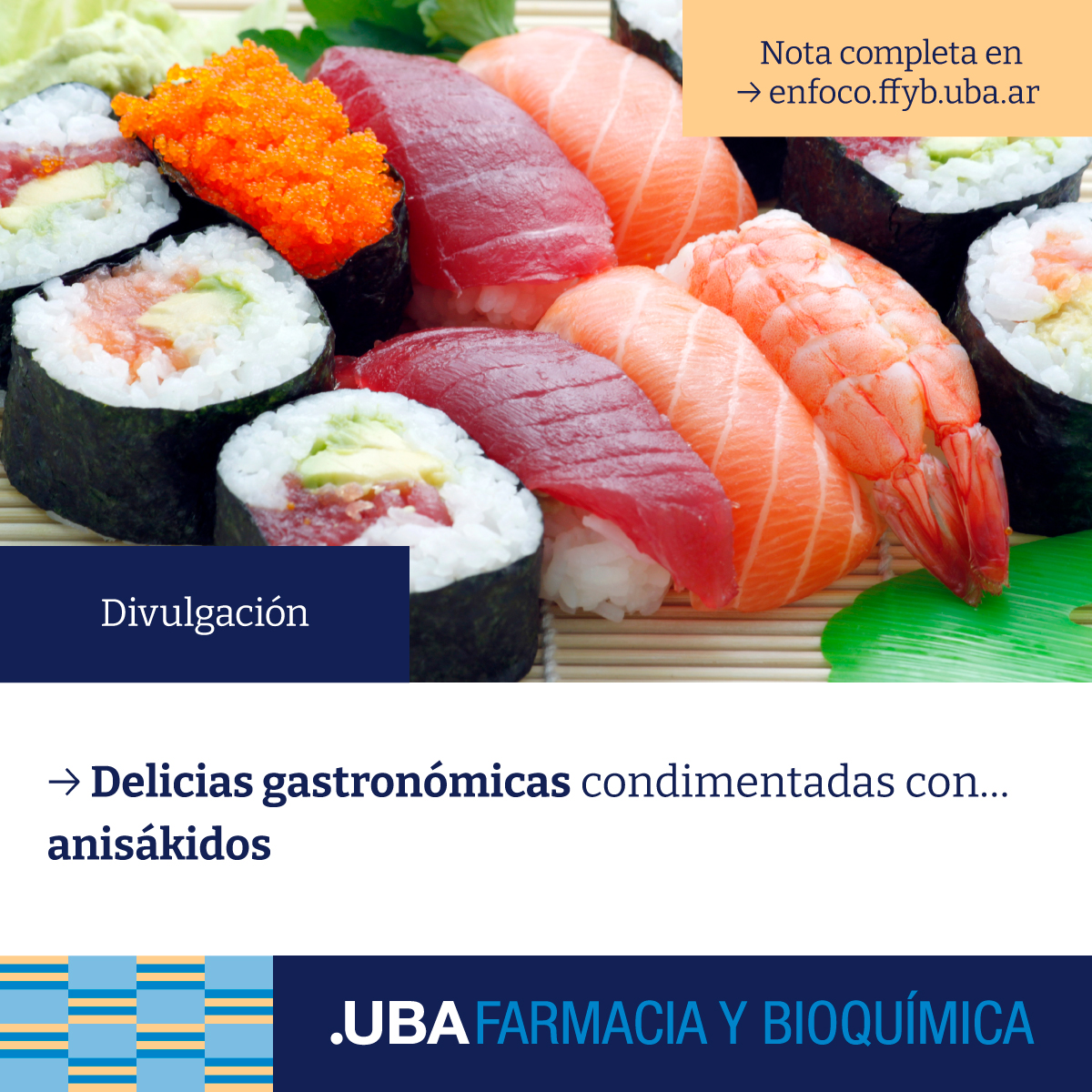 Anisakiosis y pseudoterranovosis son enfermedades provocadas por el  consumo de pescado crudo o mal cocido.
¿Querés conocer más sobre las larvas que producen esta afección?
👇👇👇👇
enfoco.ffyb.uba.ar/content/delici…