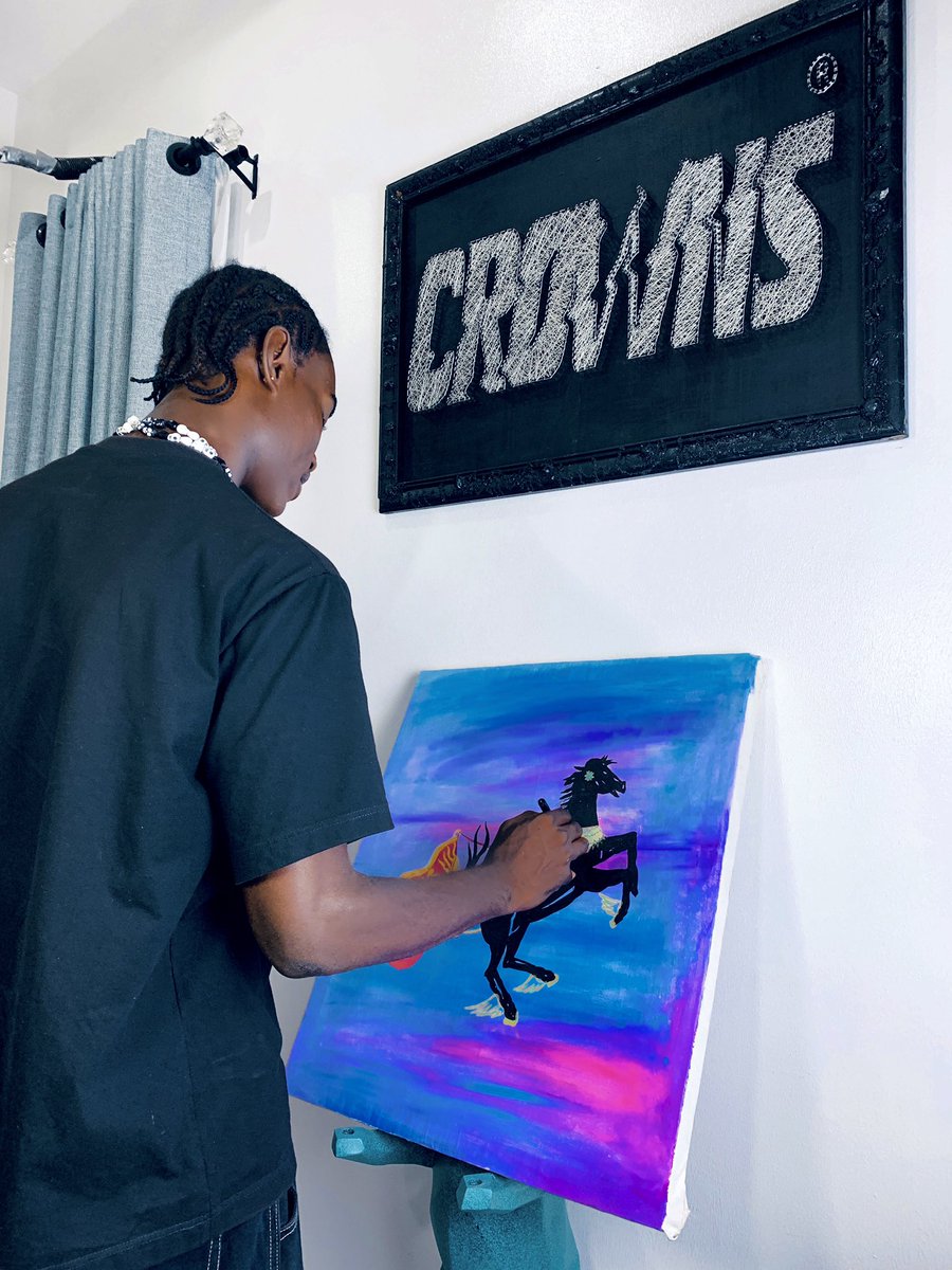 blaize_stephen's tweet image. Had an amazing time creating  MILEAGE OFFICIAL ARTWORK for @chvp_vintvge the art is an actual framed painting that glows under untraviolet light. retweet ❤️ 

Art ig : @_blaizestephens 
🎥 @blvckgodfilms 

  #mileage #fuego #blaizestephens #albumart #graffiti #glow