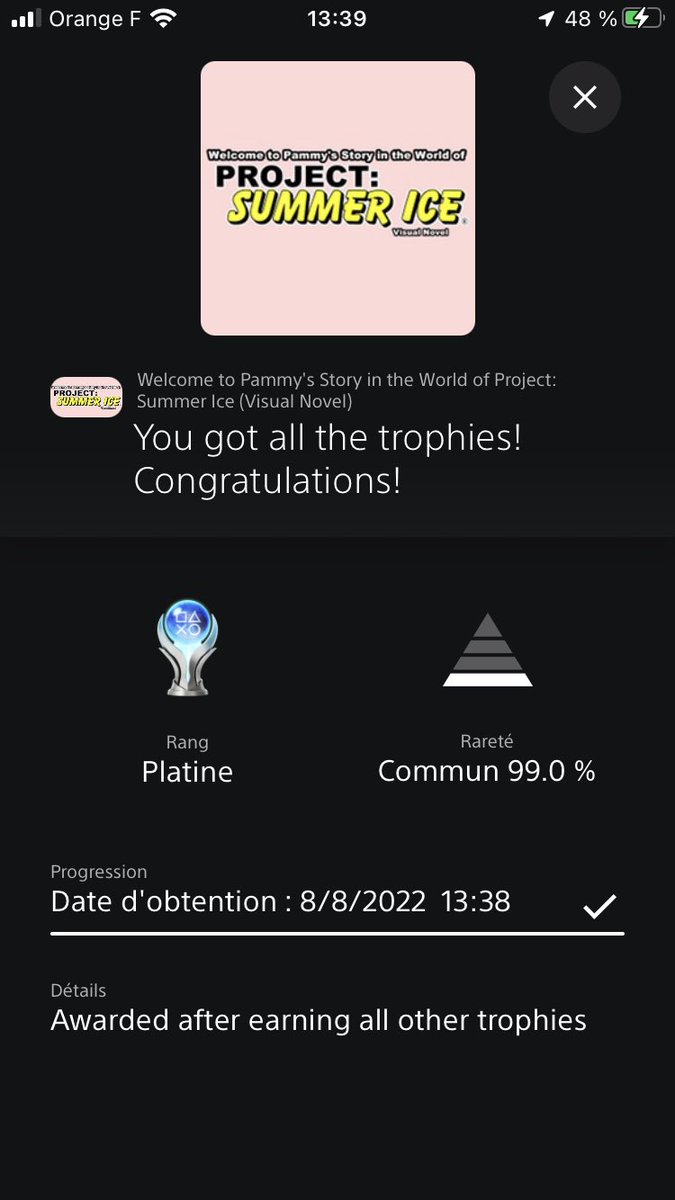 KHMaxACXVII's tweet photo. 606ème #platinumtrophy #welcometopammysstoryintheworldofprojetsummericevisualnovel #BreakthroughGamingArcade #PlayStation4
#platinumtrophies #platinumtrophieshunter #PlayStationTrophy #playstationtrophies #playstationtrophyhunter #TrophyHunting #platinumtrophyhunter #PlayStation https://t.co/KuTyqlZn6B