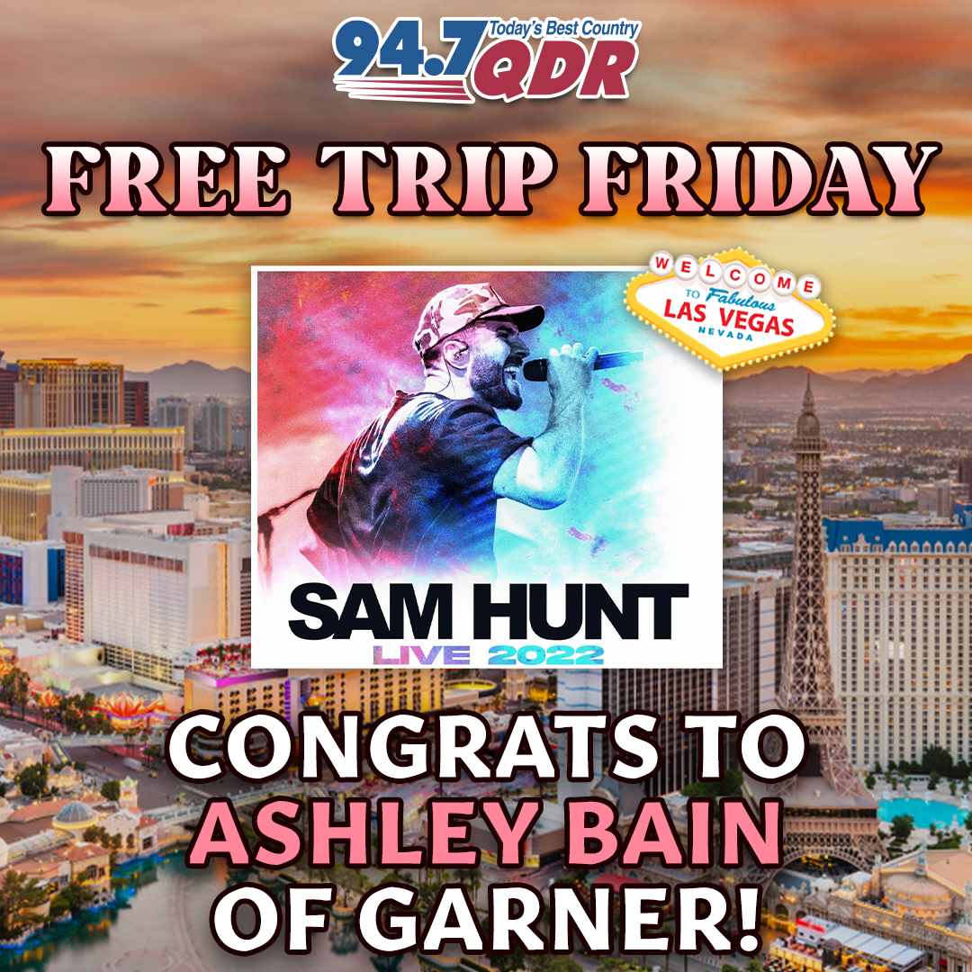 947WQDR's tweet photo. Congratulations to Ashley Bain of Garner NC! You're going to see Sam Hunt in Vegas!
#FreeTripFriday #947QDR https://t.co/WRQAXYP9SC