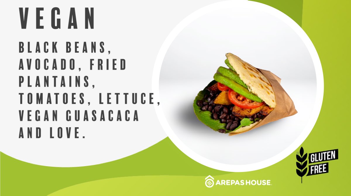 Do you prefer Vegan food? We got you, here at Arepas House, we think about all the preferences when it comes to our menu and our Vegan Arepa is phenomenal. Come and try it!!! .
#saboresvenezolanos #venezuelanfood #arepitas #veganfood #veganrecipes #veganfoodshare #plantbased