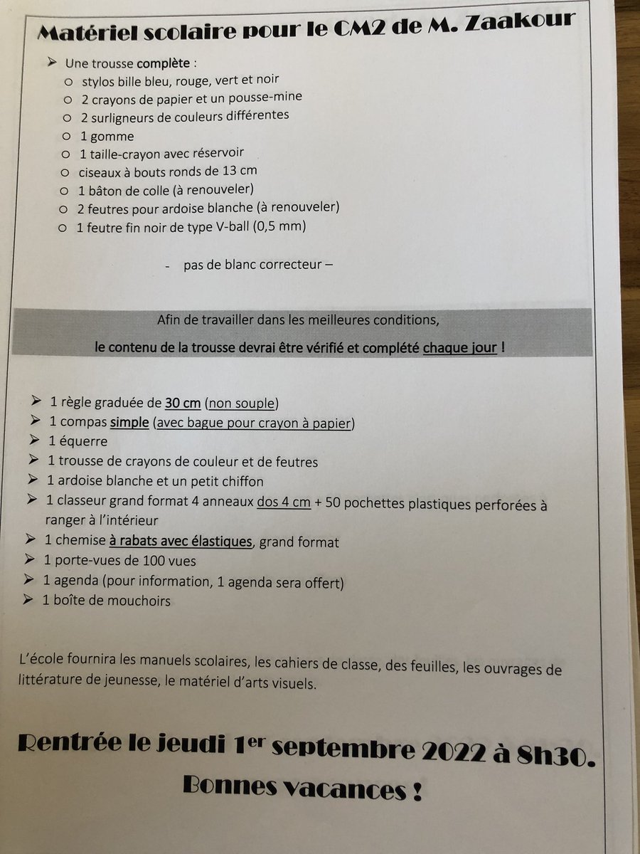 Timbaud_Drancy's tweet photo. Bonjour chers parents d’élèves. J’espère que vos vacances se passent bien. Voici les listes de fournitures pour la rentrée. 
Bonne fin de vacances. 😉 https://t.co/fTSbxsJlHL