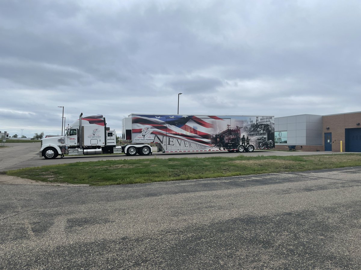 LakevilleFireMN's tweet photo. It was a privilege yesterday to be apart of the escort for the 9/11 Memorial that will be at Dakota County Fair this week. #NeverForget911 https://t.co/Gn9P1PWHao