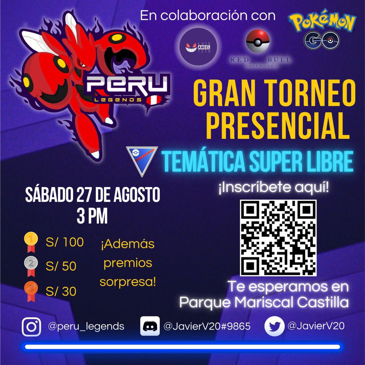 Los invito a todos al Torneo Presencial que estamos organizando con mi comunidad este 27/08!

Inscripciones en el siguiente link 

forms.gle/7YCXnQ2yv1ni5f…

Cualquier duda al DM 😁

<a href="/PeruLegendss/">Peru Legends</a> #PokemonGoApp #Peru #PvP #Torneo