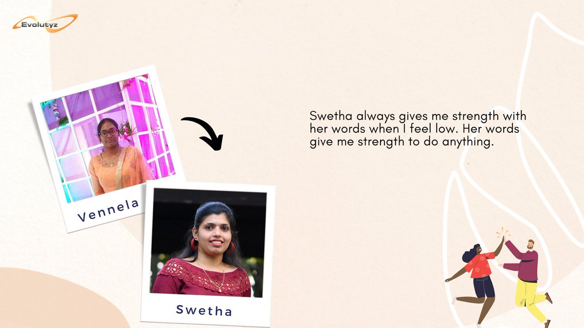 Evolutyz's tweet image. What makes workplace friendships so special? Well, it’s the delight of darting to someone’s desk and dragging them to the bathroom to gossip.
#celebratingfriendships #workplacefriendships