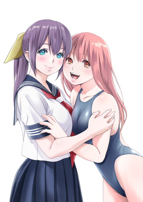 センパイと後輩ちゃんのイラストを電子書籍にまとめるので表紙を描いています。途中経過。#創作百合 #教えてもらいたガール 