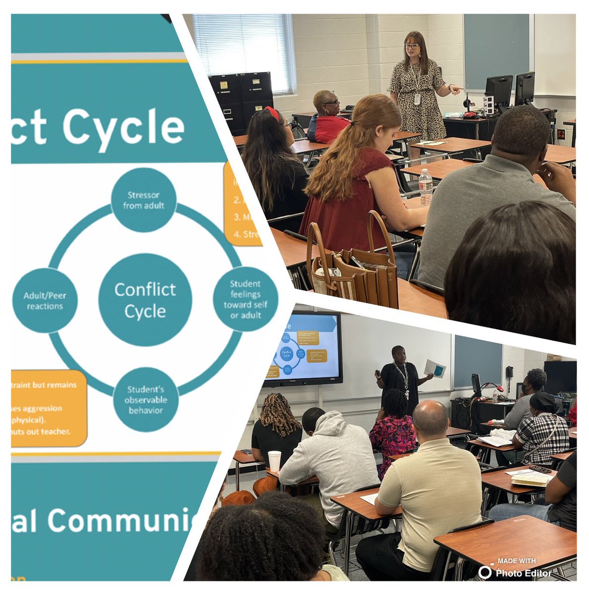 MHSS_AISD's tweet photo. Day 2 of New Employee Orientation and the @SELCulture_AISD Specialists are equipping teachers with strategies for managing their classrooms, dealing with escalating behaviors, and reviewing the MTSS/SEL framework. @Lorenzo86067552 @MarcieStrahan https://t.co/bij4oEQAUu