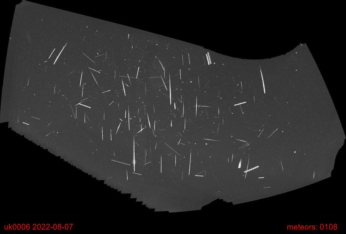 Spicey_Spiney's tweet photo. Here are the track stacks of all the #meteors captured on our #Oxfordshire cameras overnight 7th/8th August. So many #Perseids &amp; the peak isn't for a few days yet! There are a lot of non-Perseids because other showers are still active #meteorcameras #raspberrypimeteorcamera https://t.co/O3r2EKgWtV