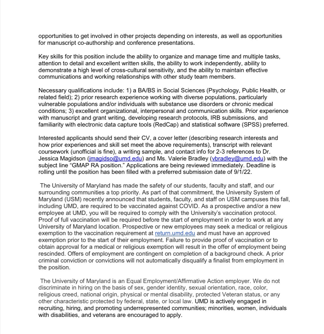 JOB OPENING: GMAP is recruiting a Research Coordinator for Project Khanya! For more information on the project, see here: gmhaddictionlab.org/khanya-r01

For more information on the position and how to apply, see the attached photos.

<a href="/PsychChatter/">Psych Chatter</a> #postbac