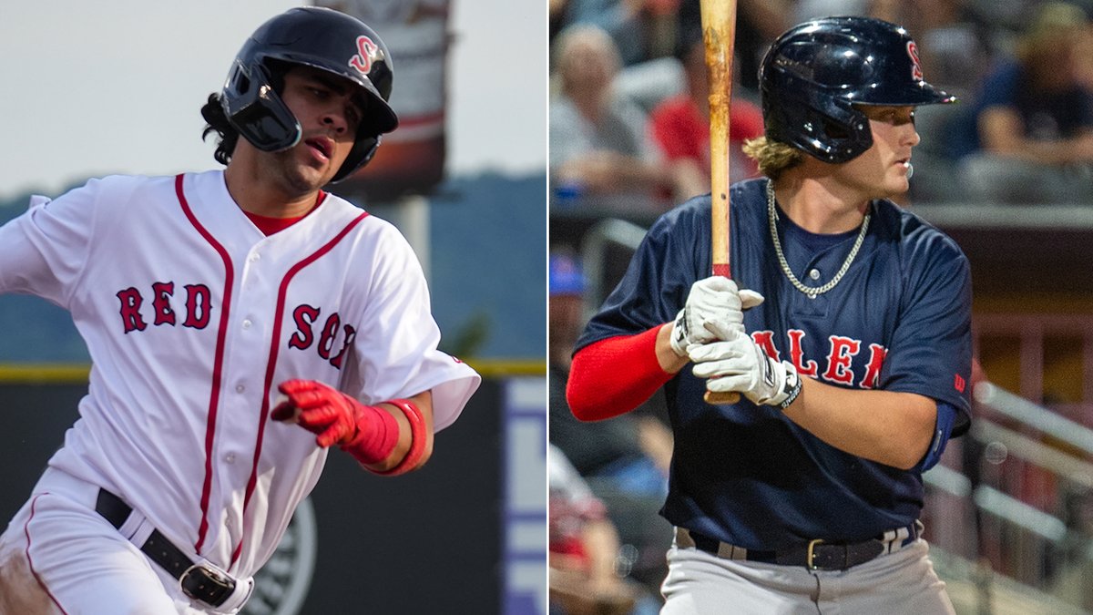 MLBPipeline's tweet photo. Red Sox No. 1 prospect (MLB No. 9) Marcelo Mayer and No. 6 Blaze Jordan have been promoted to High-A Greenville.

More on the pair of 19-year-old infielders: https://t.co/xNTMuNgZSn https://t.co/7YGzE6BlvH