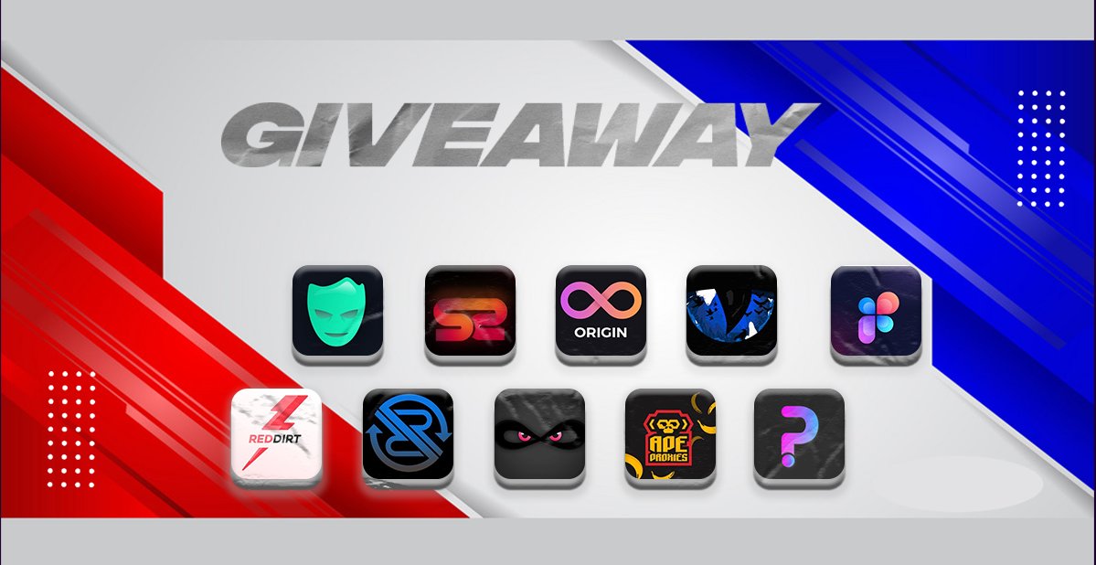 apeproxy's tweet image. GIVEAWAY ALERT⚠️ 

@UnknownProxies 2x2GB 
@SneakerSquadX 2x Premium
@Origin_AIO 1x weekly key
@OsirisRaffleBot 1xRaffle Key
@ShadeAIO 2xMonthly
@RedDirtProxies 1x2GB
@ResellRewind 1xMembership
@InfinitBot 1xRenewal
@apeproxy 25ISP
@PookyyAIO 2x5GB 

Like❤️+Retweet♻️+Follow✅TAG 2