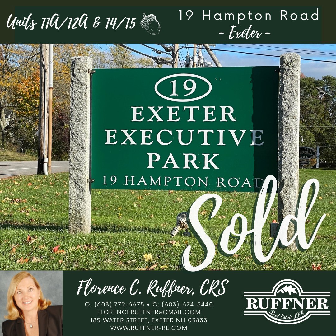 FlorenceRuf's tweet photo. ✨SOLD | 19 Hampton Road (Exeter)
Units 11a/12a &amp; 14/15
Congratulations to my both my Sellers as well as the new owners. We hope you'll be very successful at Exeter Executive Park ✨
.
.
🔑 Florence Ruffner, CRS
📱 603-674-5440 https://t.co/blsMwfyfnw