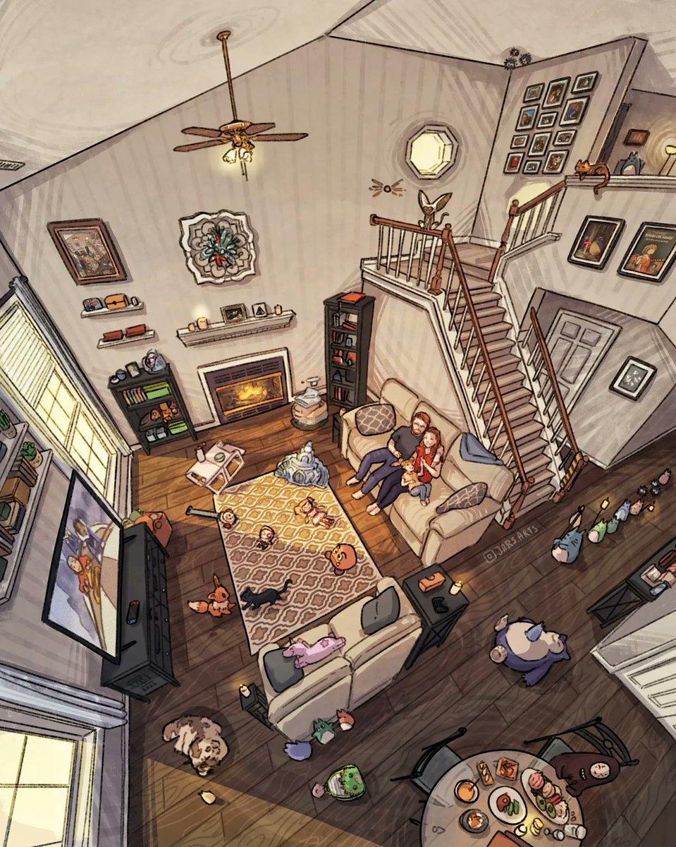 We'll Clean Up Later, 2022 ~ Commission for a couple with a kid and 100 mini totoros running around