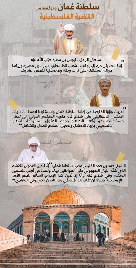 لـ #سلطنة_عمان مواقف مشهودة تجاه القضية الفلسطينية لما يمارسه الكيان الصهيوني من عدوان آثم تجاه إخواننا الفلسطينيين.#غزه_تحت_القصف_الان