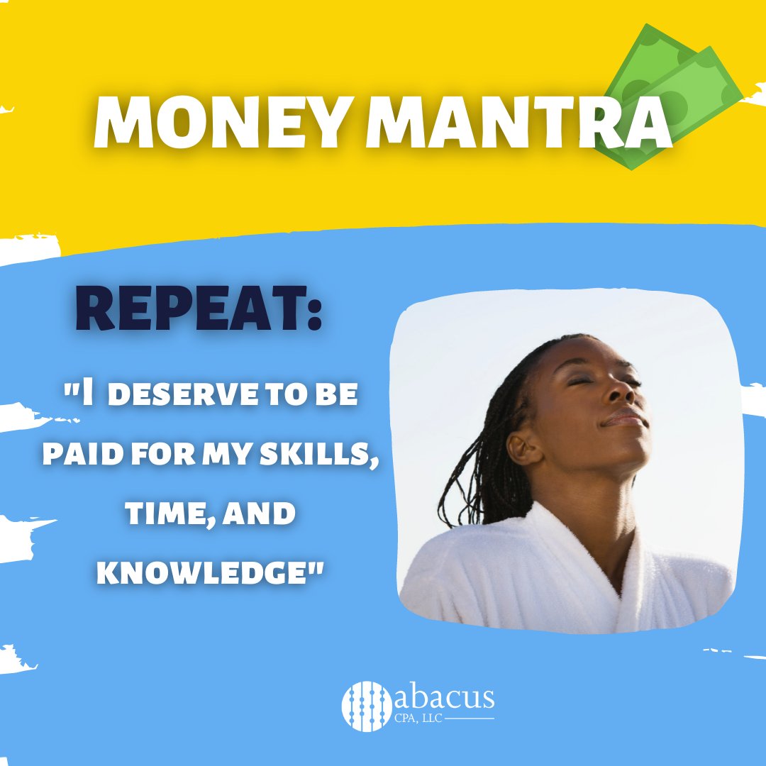 abacuscpachat's tweet photo. It's easy to get imposter syndrome in your profession or even when doing a side hustle. Remember that you are providing a service with your skills and deserve payment for your expertise and time. 

  #entrepreneur #employeewellness #inspiration #positivity #moneymantra https://t.co/D75ww3VVep