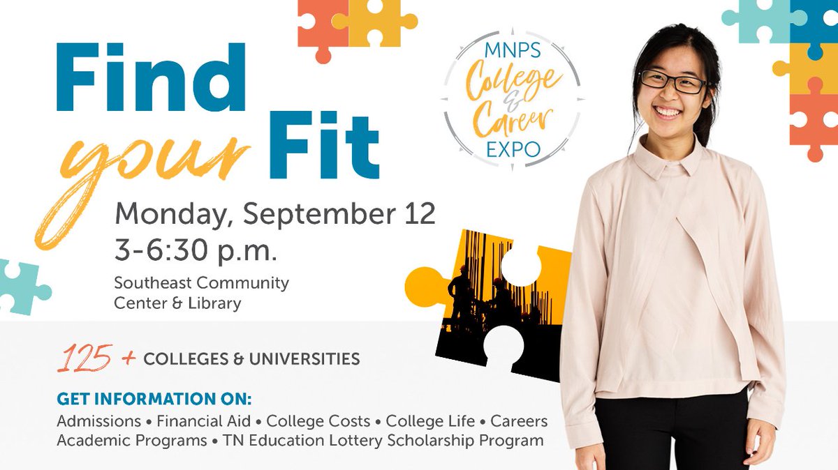 Join us for the MNPS College &amp; Career Expo On September 12 from 3-6:30 pm at the Southeast Community Center &amp; Library