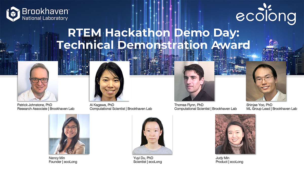 BrookhavenLabCS's tweet photo. .@BrookhavenLab CSI & @ecolongllc earned the @NYSERDA RTEM #hackathon Technical Demo #award using #RTEM's #dataset for #energy savings via Adaptive Load Forecasting & Automated Fault Detection. Congrats to CSI's Patrick Johnstone, Ai Kagawa, Thomas Flynn, Shinjae Yoo & ecoLong! https://t.co/gxPGrJuemh