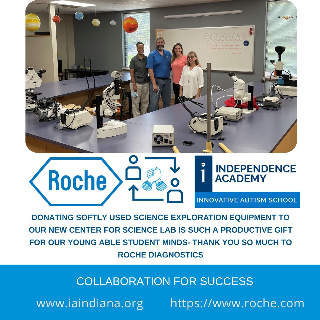 IA4Autism's tweet photo. When the world's keystone biotech company believes in what your school is doing in middle and high school education for students on the autism spectrum, the students benefit greatly. Thank you to Roche Diagnostics @RocheDiaUSA for the hand up for creating experiential opportunity https://t.co/q3pcKKj9Gn