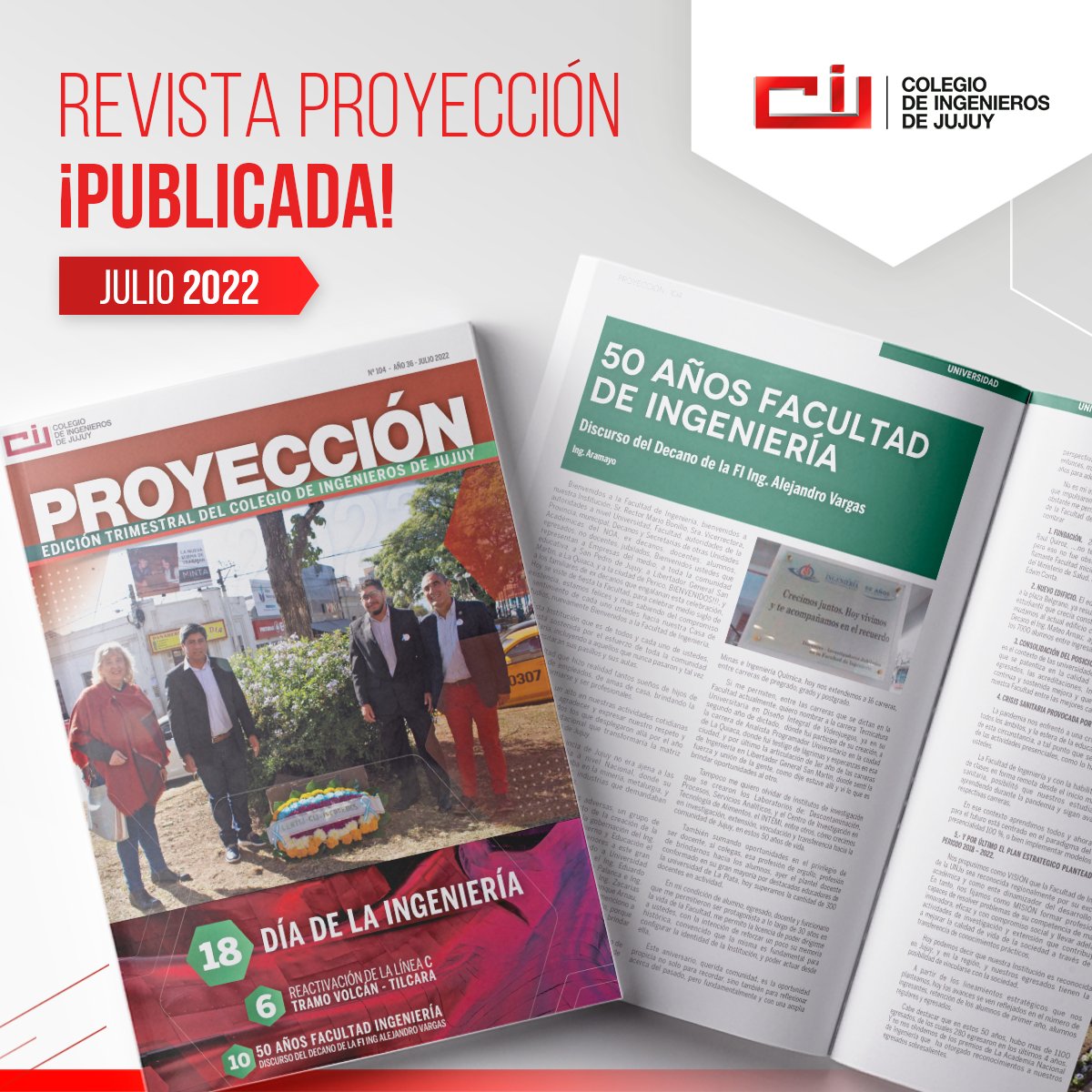 ingenierosjujuy's tweet photo. ¡La edición N° 104 de la revista #Proyección ya está disponible!
No te pierdas el contenido de la actualidad de la Ingeniería y todas las novedades de nuestro Colegio!
Ya podes leerla en nuestra página web 👉 https://t.co/2PNDXKqvnb
#ColegioDeIngenierosJujuy #RevistaProyeccion https://t.co/PG844RWaxZ