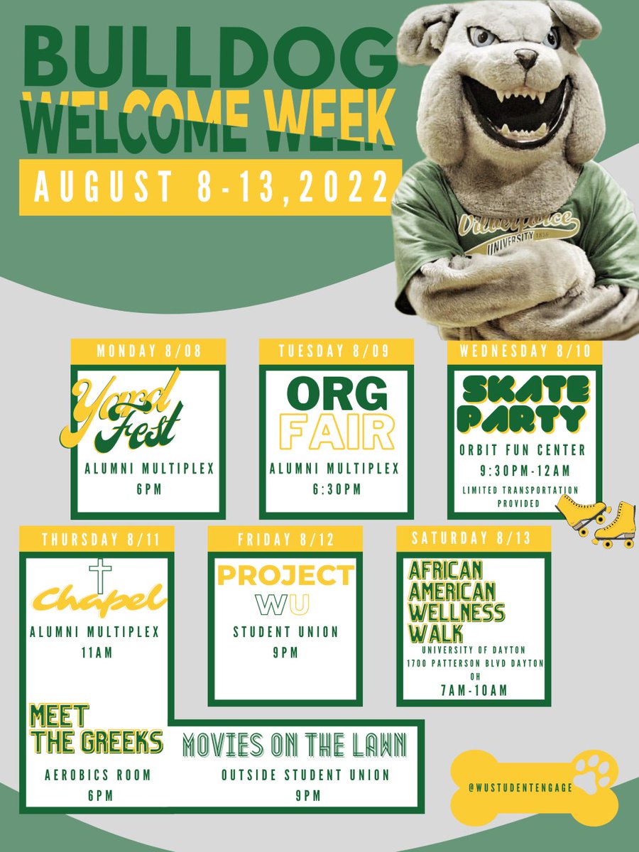 wilberforce_u's tweet photo. It's Wilberforce Welcome Week!
What event are you most excited about?

#wilberforceuniversity #thefirstthefuturetheforce #wu1856 #wu26 #wu25 #wu24 #wu23 #Bulldogs #HBCU
https://t.co/SJdhyygZQE https://t.co/JgOCjXLHyE