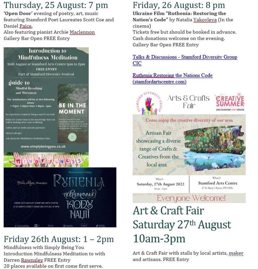 StamfordDFest's tweet photo. Two weeks of activities made possible thanks to a grant from @LincsOneVenues and sponsors #Bakkavor- below are the dates for week one! All events here incl. Stamford Diversity Festival August BH Monday: https://t.co/sYbeO6S820
Full newsletter available at: https://t.co/8tBGjIprhf https://t.co/bDFO85zSja