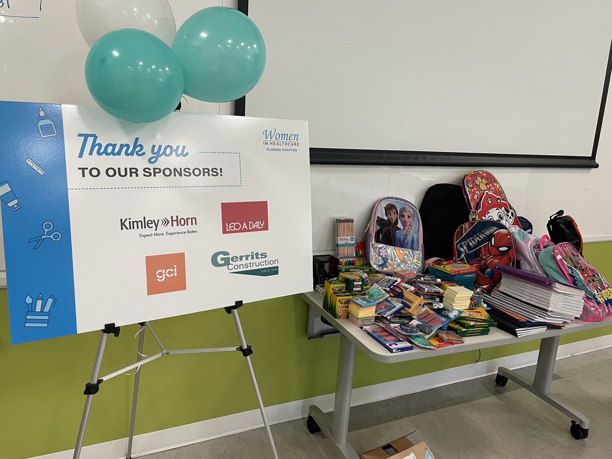 gerritsboca's tweet photo. Thank you Kimley-Horn for hosting today’s backpack drive. A huge success for Claudia Mejias, Principal of West Gate Elementary, and her students who will receive school supplies so generously donated by all who attended, and then some. #gerritsconstruction #sponsor #pbcsd https://t.co/xmn8GX3OSI