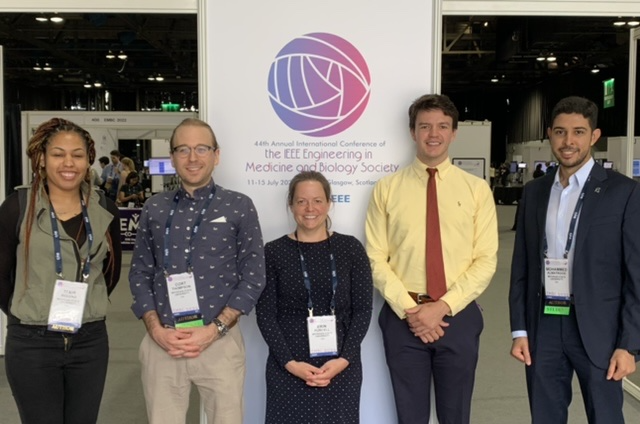 IQ and BME members from the Purcell and Unluturk labs represented MSU last month at the <a href="/IEEEorg/">IEEE</a> Engineering in Medicine and Biology Society conference in Glasgow, Scotland.