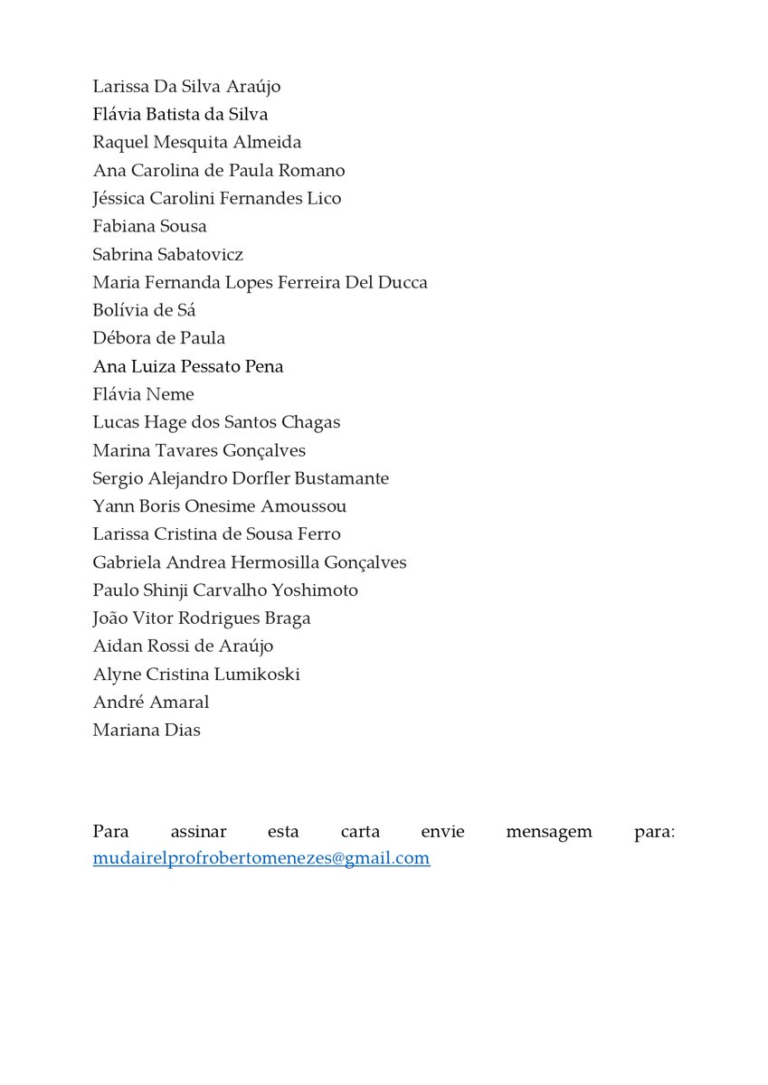 rgmenezes's tweet photo. Hoje recebi uma a Carta de Apoio a minha candidatura elaborada por alunas/os que cursaram Relações Internacionais na Universidade de Brasília. Esse gesto me enche de alegria e de esperança. Compartilho aqui o documento para conhecimento e novas adesões dos demais egressas/os do. https://t.co/iRJjT37KdX