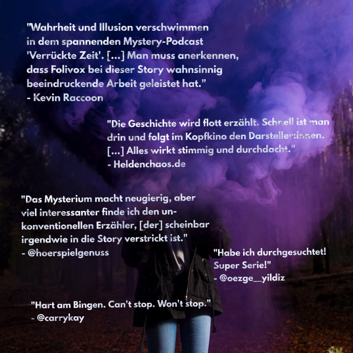 The Reviews are in.
Und Ihr könnt die erste Staffel unseres #Hörspiel-#Podcast|s #VerrückteZeit jetzt am Stück bei <a href="/Podimo_DE/">Podimo_DE</a> hören.