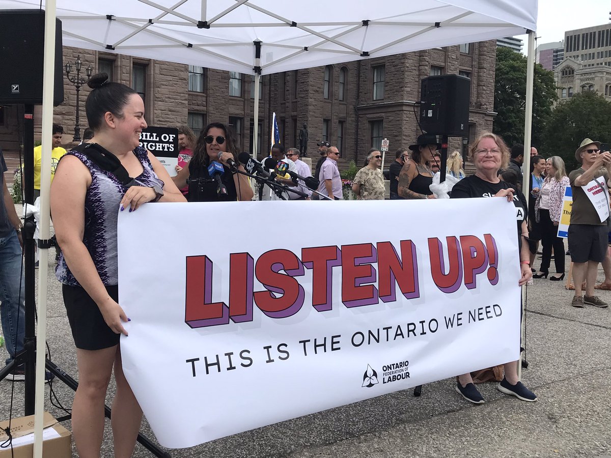 DeenaLadd's tweet photo. First day of the #Ontario legislative session. @fordnation - we are waiting to see if you will respond to the massive healthcare crisis happening right now. Will you ensure #paidsickdays for workers? Or will you continue to ignore the people? #Justice4workers #onpoli https://t.co/EWuTK68ibE