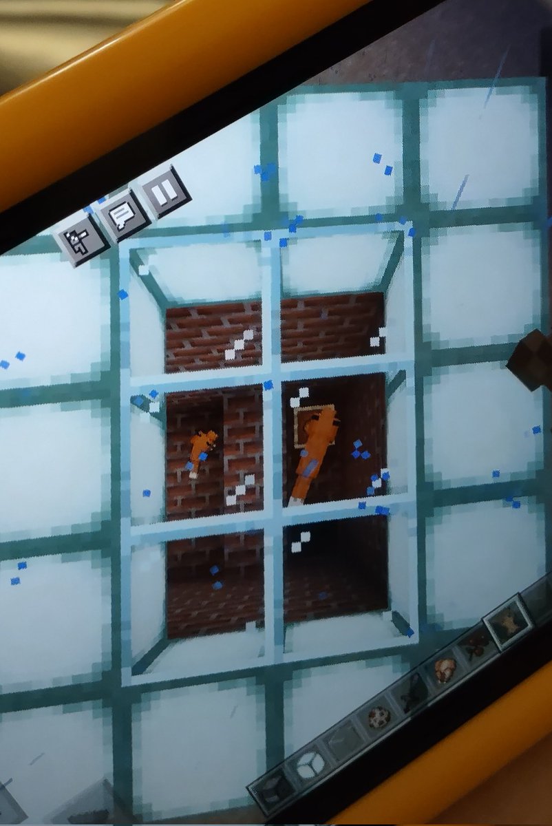 suzsmiley's tweet photo. @LitterboxComics @Minecraft @Mojang He built a switch activated vestibule/ airlock (so that they don't escape) and a skylight so that he can watch them from above. #foxschoolisinsession https://t.co/8sVDgY1i7c