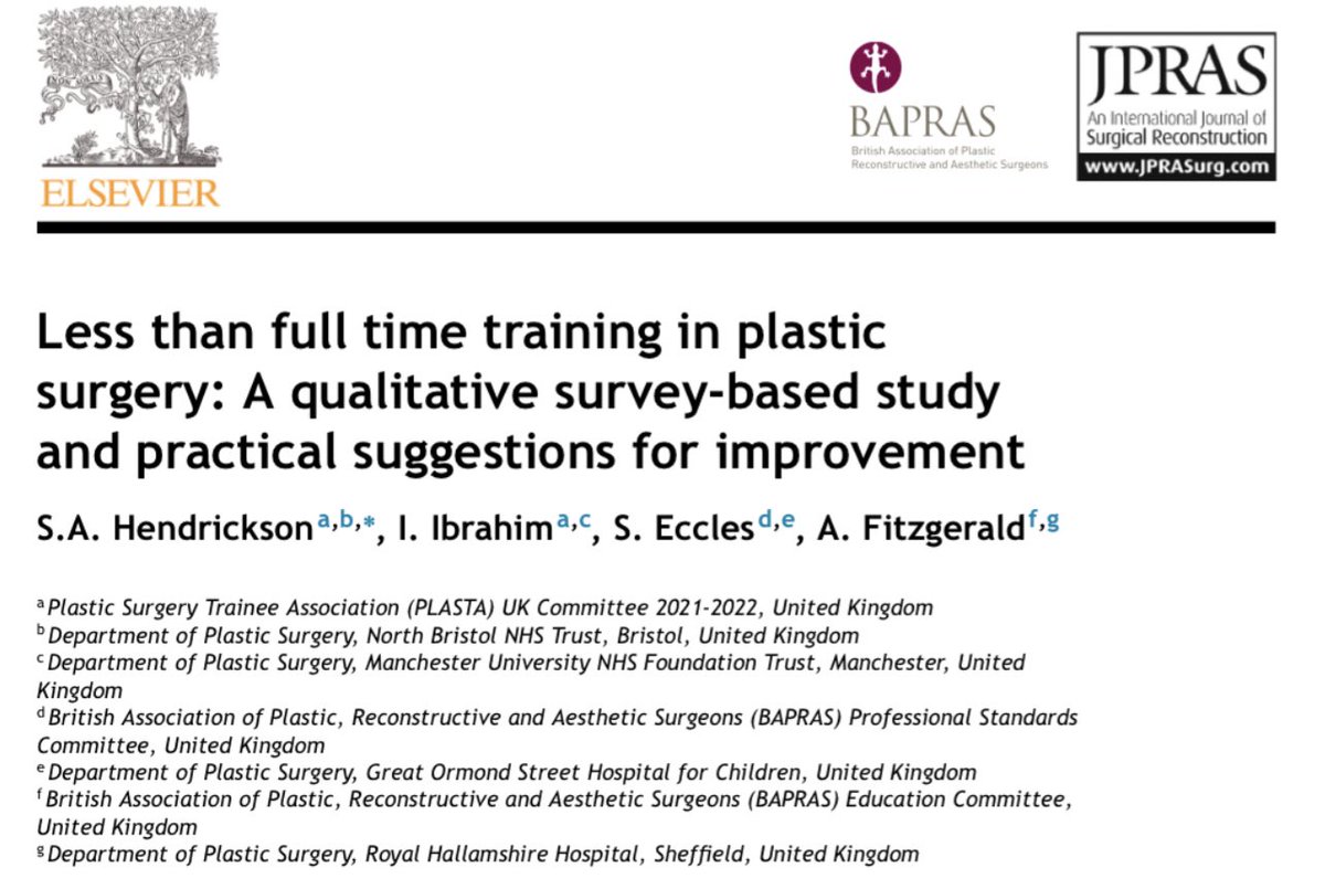 1brahim_1brahim's tweet photo. We highlight an appetite for LTFT training amongst UK Plastic Surgery trainees &amp; offer practical suggestions to improve accessibility &amp; promote uptake. Great piece of work led by @PLASTAUK #LTFT @susanah86 🫱🏻‍🫲🏾 @BAPRASvoice @JPRASurg @RCSnews ☄️🏌🏾‍♂️ #SoMe4PlasticSurgery #SoMe4Surgery https://t.co/9dnA0UQ5T1