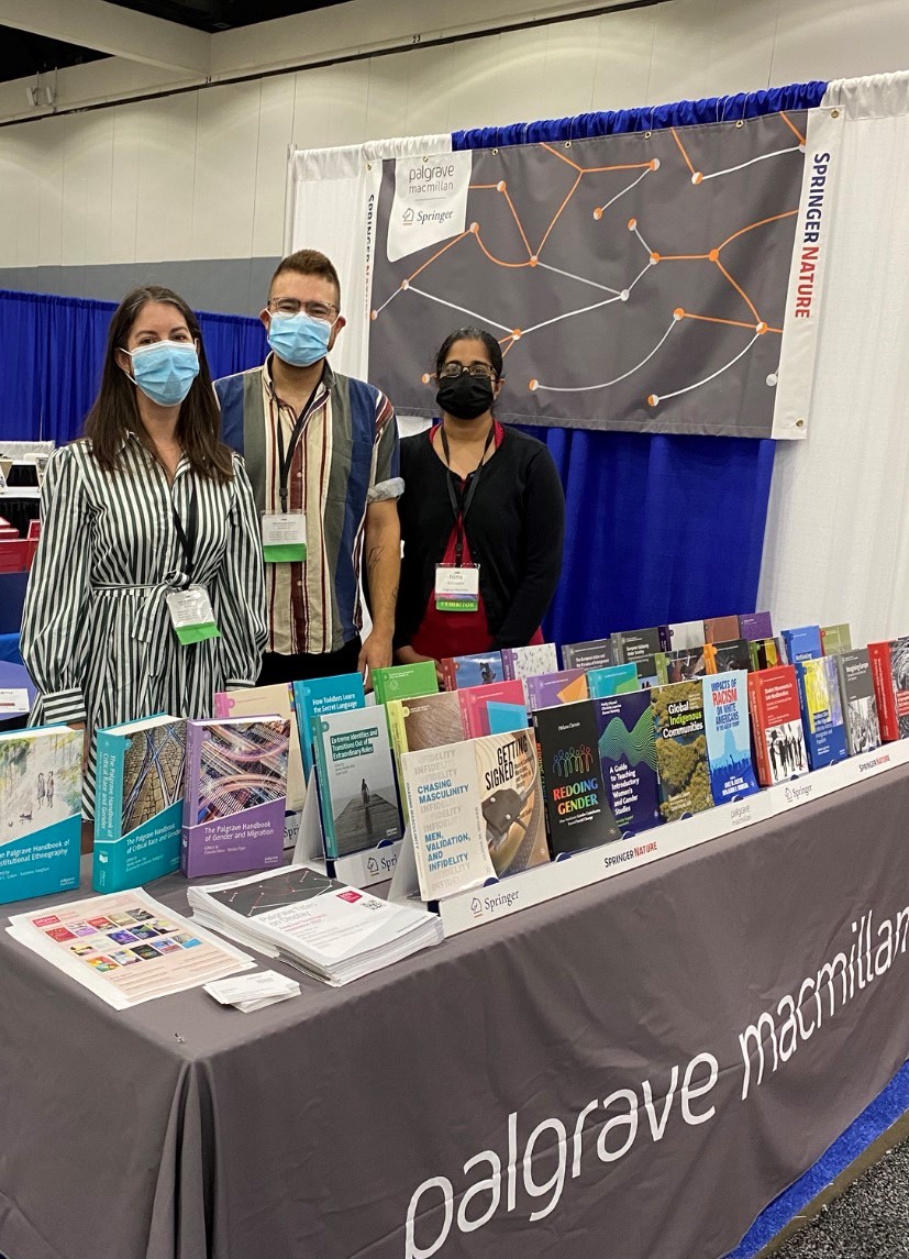 PalgraveSoc's tweet image. Under these masks we're smiling--we promise! Come visit us at Booth 212 in the Convention Center from 9am to 4pm today (and from 9am to 12pm Tuesday). ~Elizabeth, Liam and Nina

@ASAnews #ASA2022