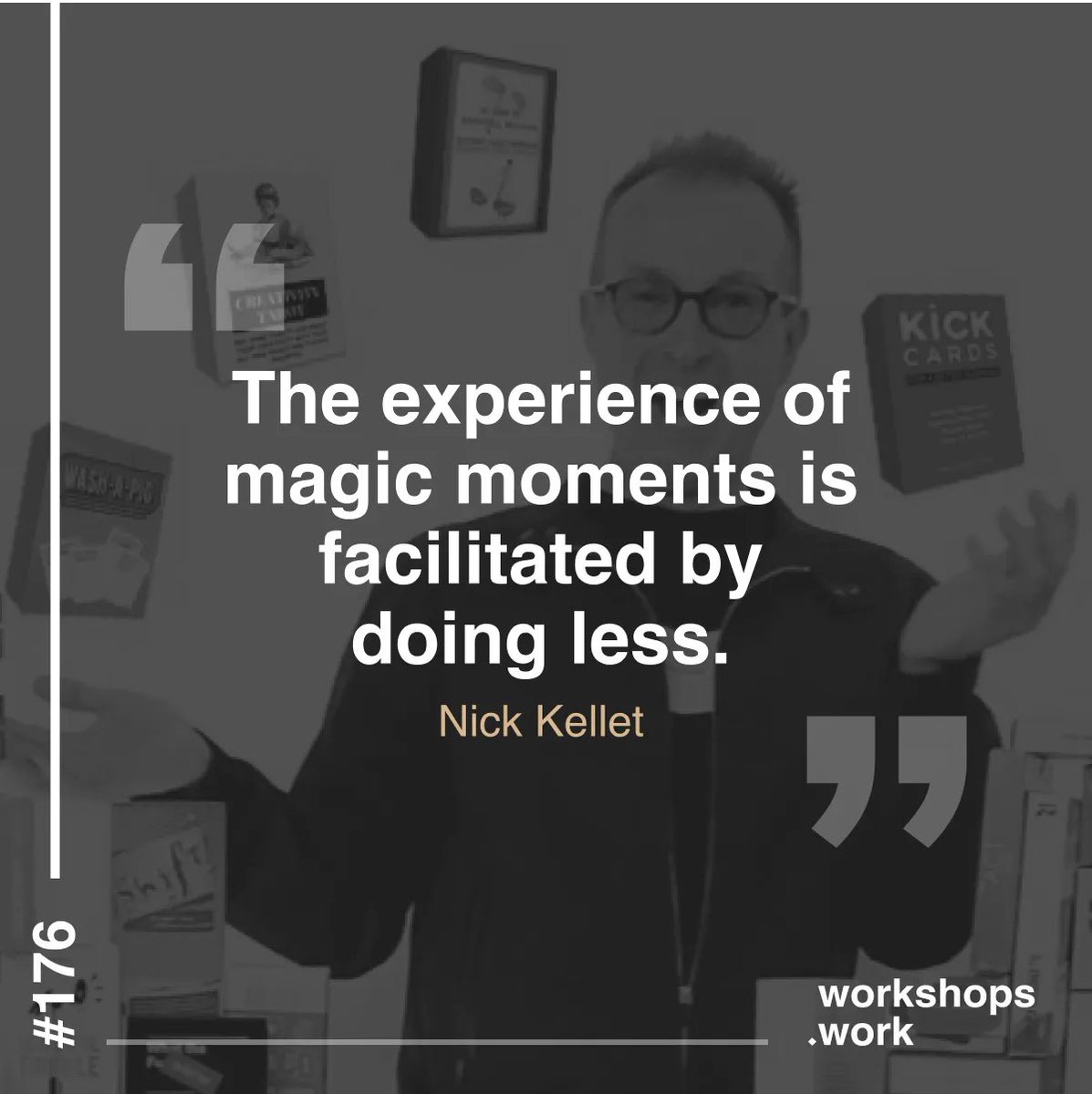 Step back and let the magic happen… It might seem scary, but trust the process and let the group make its magic moments.

🎧 <a href="/NickKellet/">Nick Kellet</a> opens his magician's toolbox in the latest episode of workshops work, as we explore how games can help us facilitate: workshops.work/podcast/176