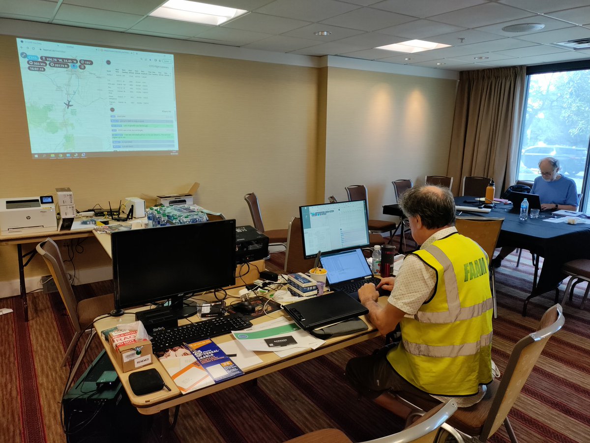 jimmcquaid's tweet photo. Final #DCMEX flight C315 is airborne, climbing to 27,000 for the sonde drop and then descending for free trop aerosol/INP run. Back in the ops room at the hotel project PI Prof Alan Blyth watches satellite and passes updates to the aircraft https://t.co/uDfyKuMSAF